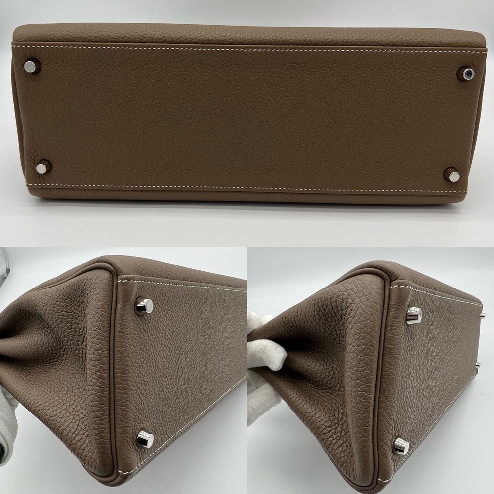 Authentic Hermès Togo Retourne Kelly 35 in Etoupe - Picture 8 of 11